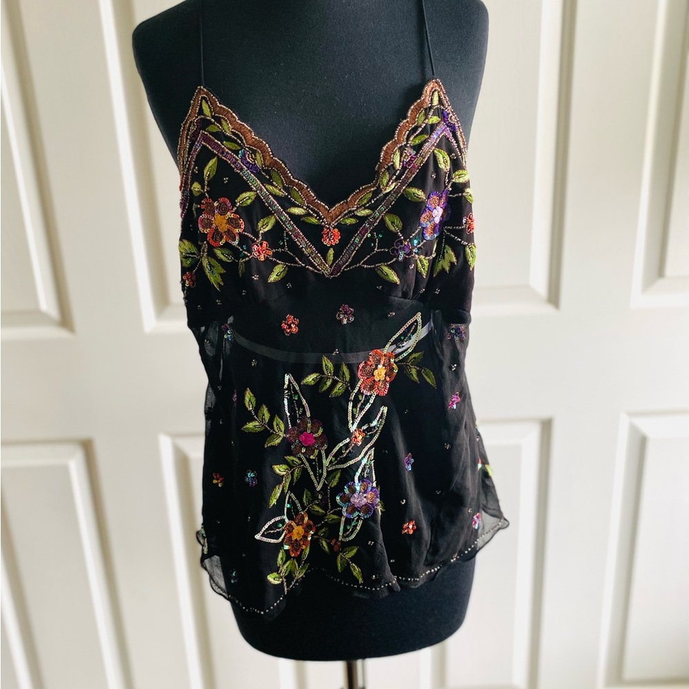 Vintage black sequins camisole